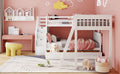 Twin Over Full L Shaped Bunk Bed With 3 Drawers, Ladder And Staircase White White Solid Wood