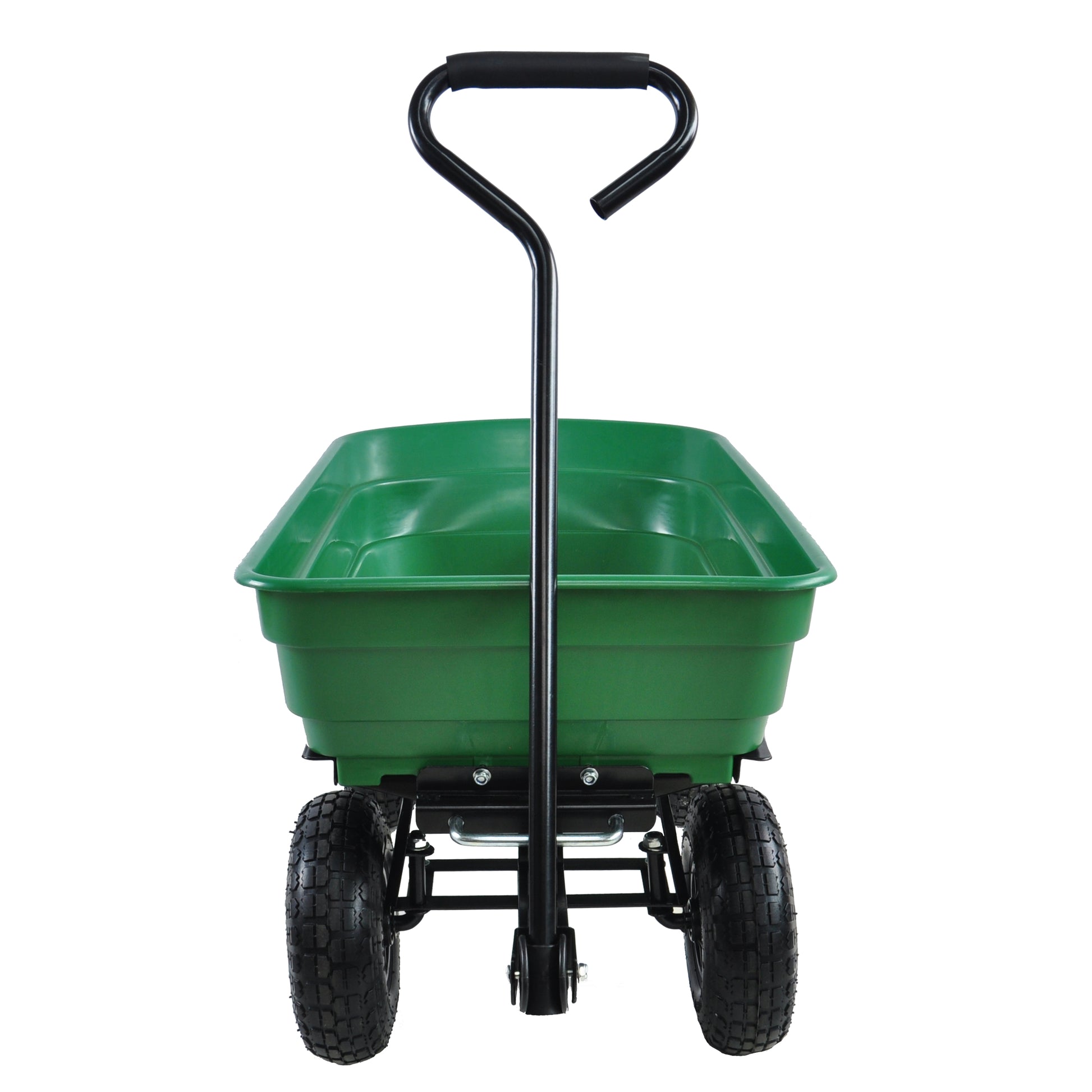 Folding Car Poly Garden Dump Truck With Steel Frame, 10 Inches. Pneumatic Tire, 300 Pound Capacity, 75 Liter Truck Body Grass Green Metal