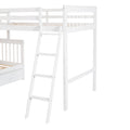 Twin Over Full L Shaped Bunk Bed With 3 Drawers, Ladder And Staircase White White Solid Wood