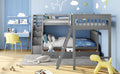 Twin Over Full L Shaped Bunk Bed With 3 Drawers, Ladder And Staircase Gray Gray Solid Wood