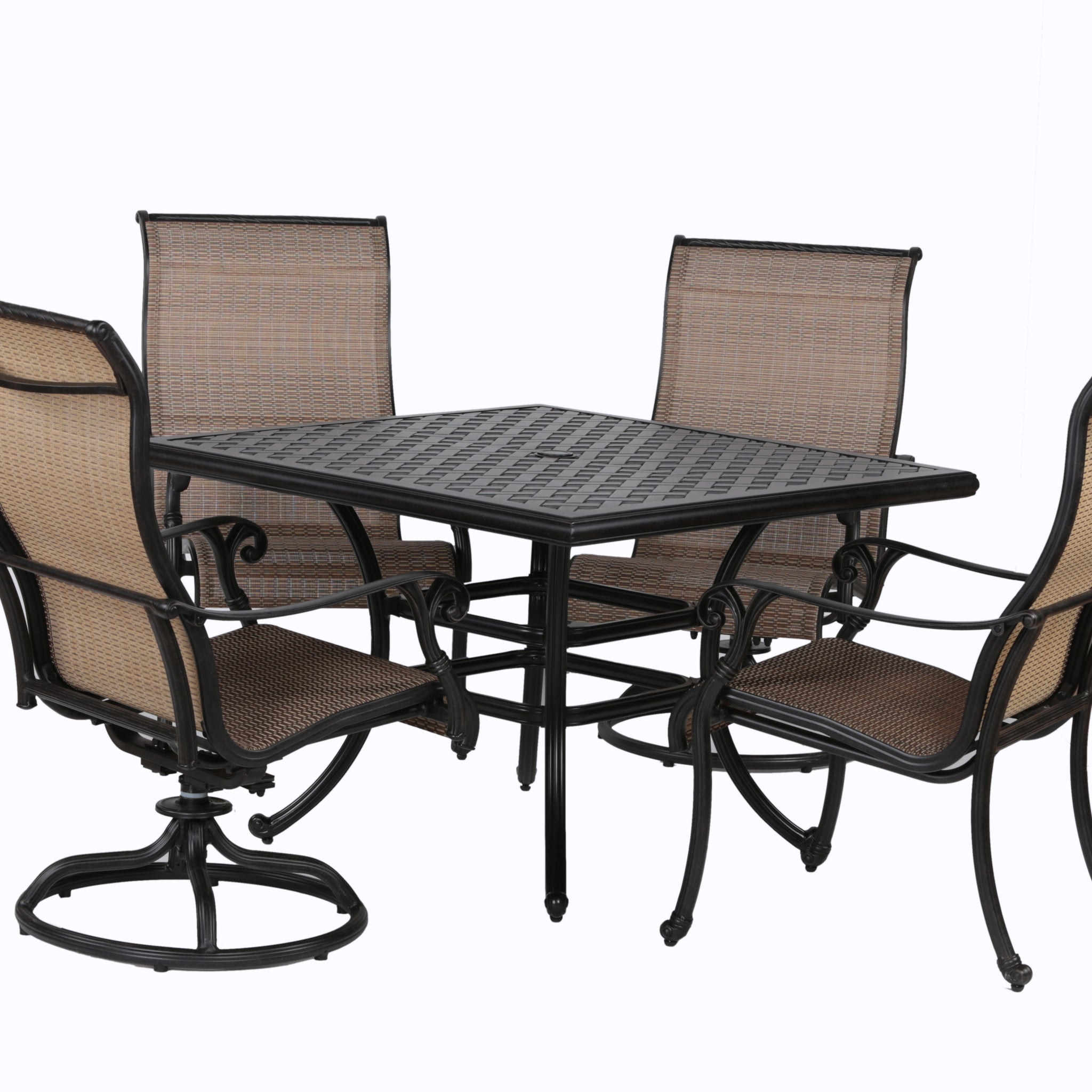 5 Piece Dining Set Antique Bronze Polyester Aluminum