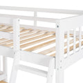 Twin Over Full L Shaped Bunk Bed With 3 Drawers, Ladder And Staircase White White Solid Wood