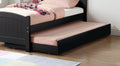 Twin Size Bed W Trundle Slats Black Pine Plywood Kids Youth Bedroom Furniture Black Bedroom Modern,Transitional Rubberwood Plywood