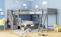 Twin Over Full L Shaped Bunk Bed With 3 Drawers, Ladder And Staircase Gray Gray Solid Wood