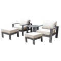 5 Piece Seating Group With Cushions, Powdered Pewter Pewter Polyester Aluminum