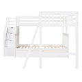 Twin Over Full L Shaped Bunk Bed With 3 Drawers, Ladder And Staircase White White Solid Wood