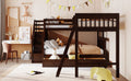 Twin Over Full L Shaped Bunk Bed With 3 Drawers, Ladder And Staircase Espresso Espresso Solid Wood