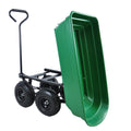 Folding Car Poly Garden Dump Truck With Steel Frame, 10 Inches. Pneumatic Tire, 300 Pound Capacity, 75 Liter Truck Body Grass Green Metal