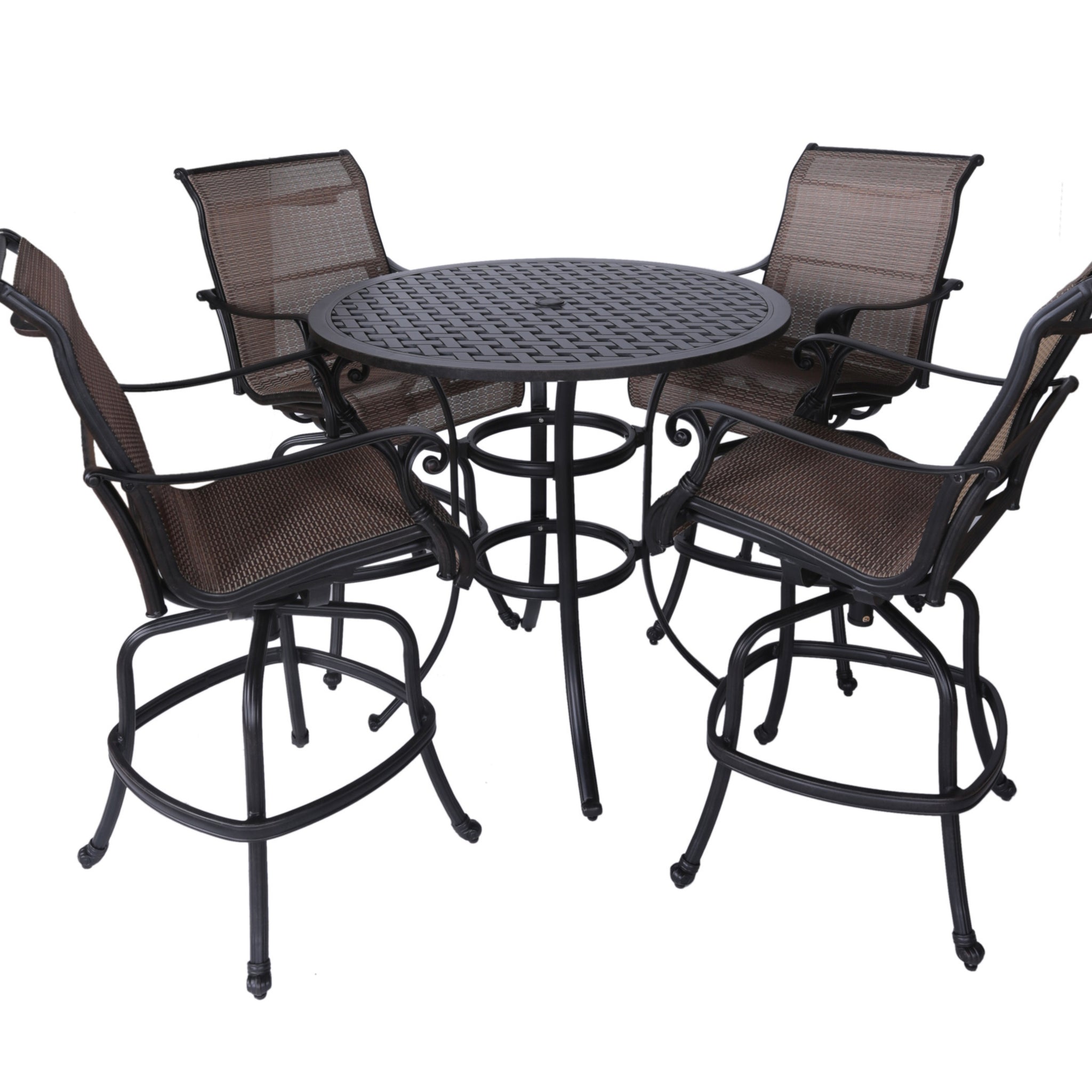 5 Piece Bar Height Dining Set Antique Bronze Aluminum