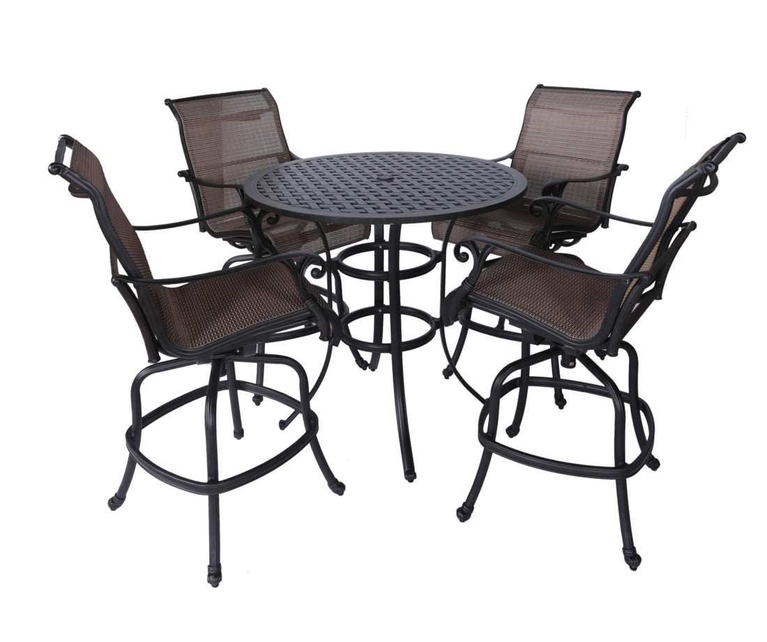 5 Piece Bar Height Dining Set Antique Bronze Aluminum