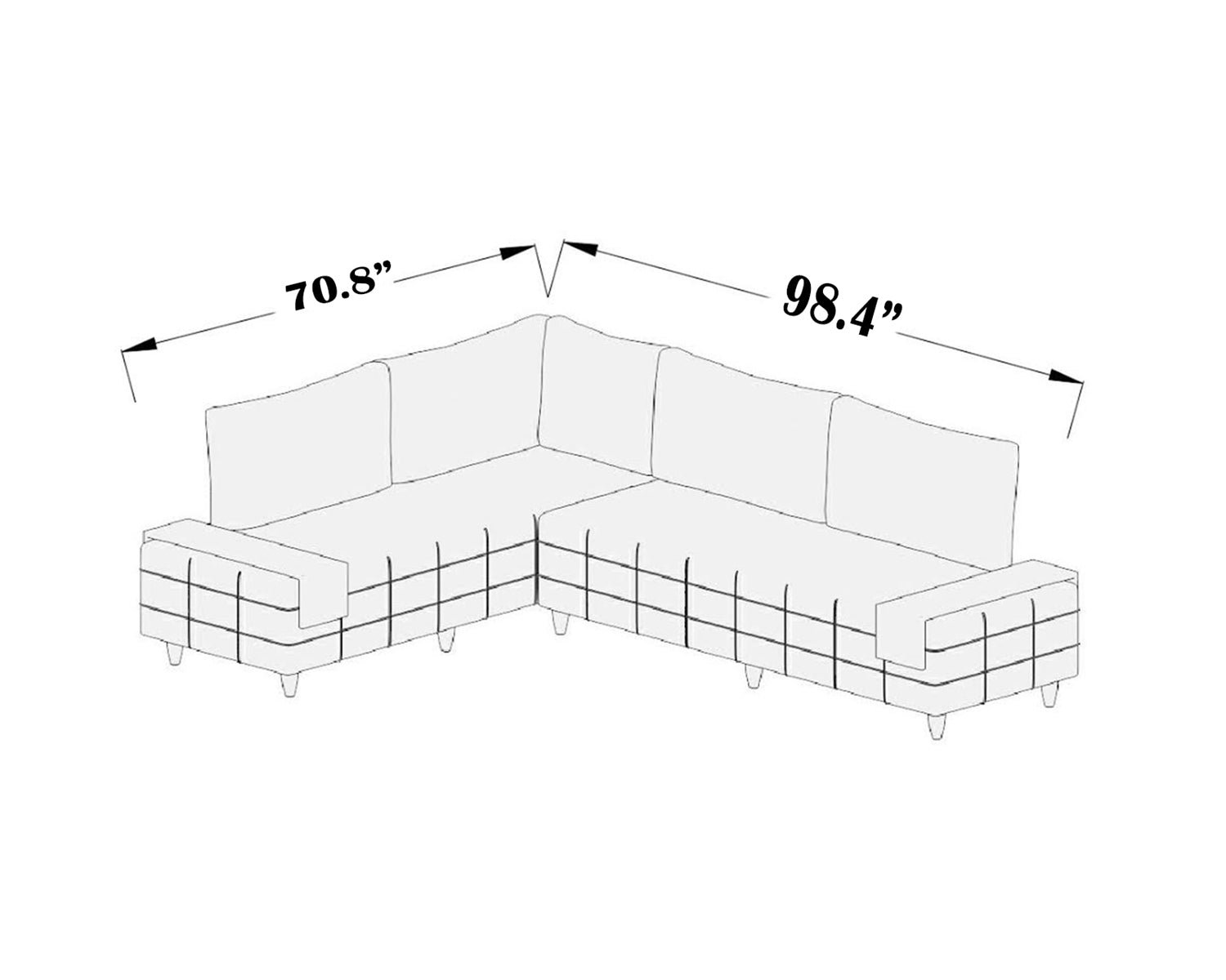 Inferno Sectional, Black Yellow Black Foam Solid Wood 7 Seat