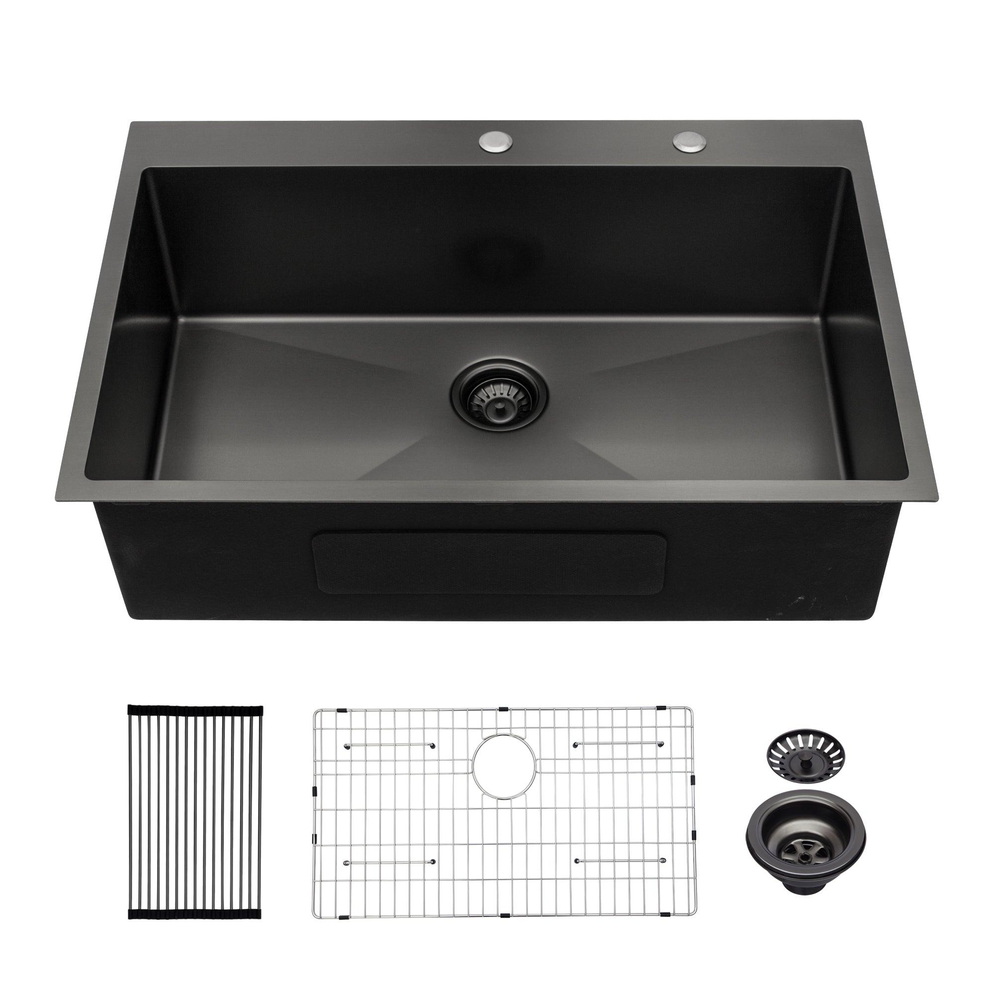 30X22 Inch Kitchen Sink Drop In Gunmetal Black 16 Gauge Stainless Steel 30" Single Bowl Topmount Kitchen Sink Basin Gunmetal Black Stainless Steel