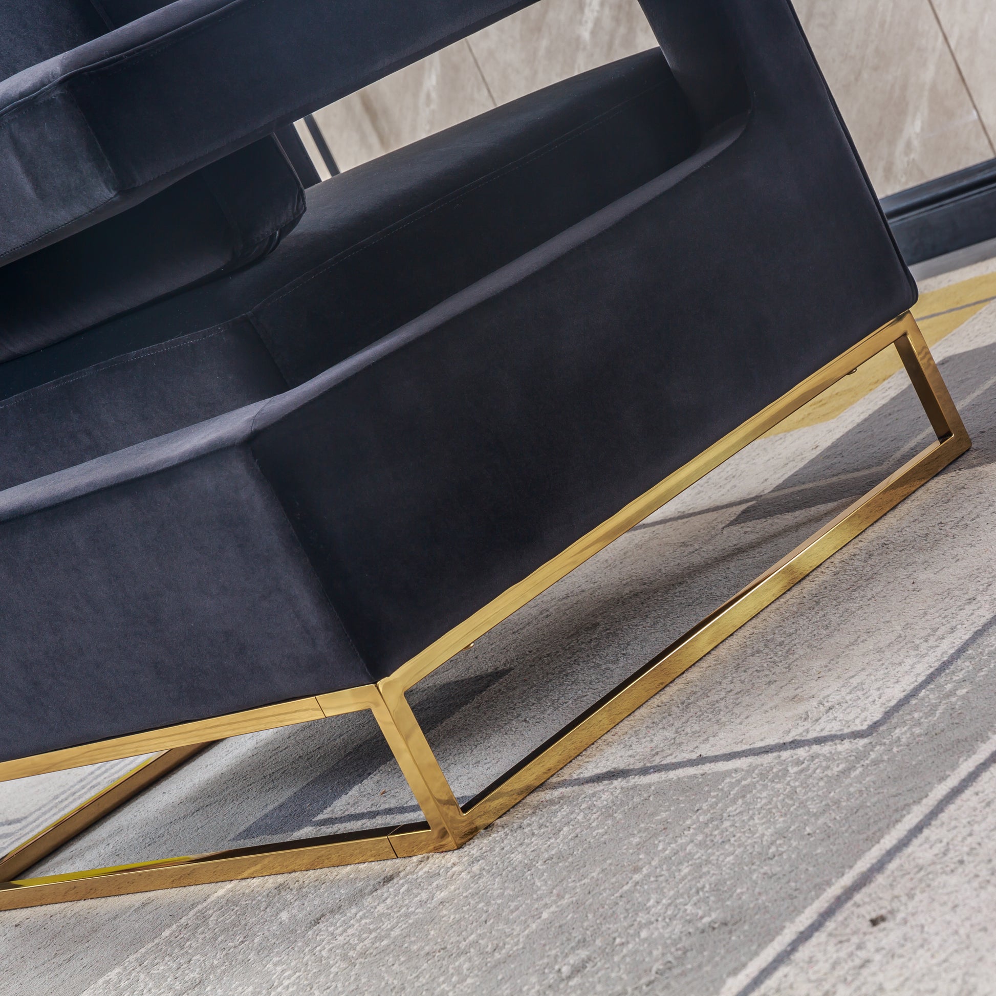 Modern Velvet Accent Chair, Elegant Armchair With Stainless Steel Base Black Velvet
