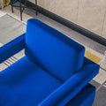 Modern Velvet Accent Chair, Elegant Armchair With Stainless Steel Base Blue Velvet