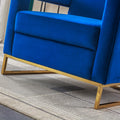 Modern Velvet Accent Chair, Elegant Armchair With Stainless Steel Base Blue Velvet