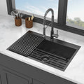 30 Drop In Kitchen Sink Topmount Gunmetal Black Stainless Steel 18 Gauge Singe Bowl Kitchen Sink Basin Gunmetal Black Stainless Steel