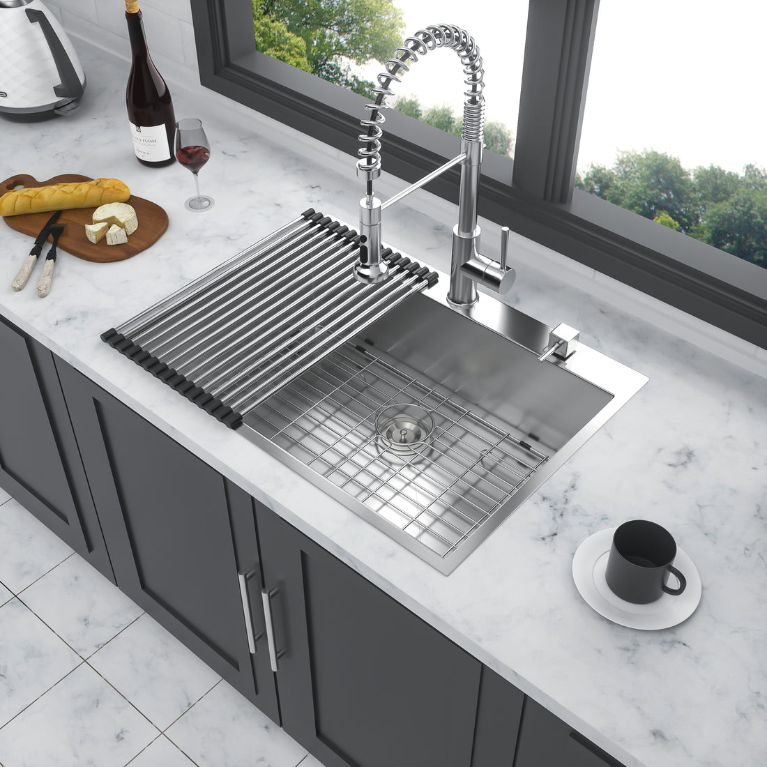 28 Inch Drop In Sink 28 Inch Kitchen Sink Drop In Topmount Single Bowl Sink 18 Gauge Stainless Steel Kitchen Sink Basin Brushed Nickel Stainless Steel