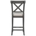 6 Piece Counter Height Dining Table Set Table With Shelf 4 Chairs And Bench For Dining Room Gray Gray Solid Wood