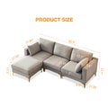 Adf Living Room Furniture Modern Leisure L Shape Couch Grey Fabric Grey Foam Fabric