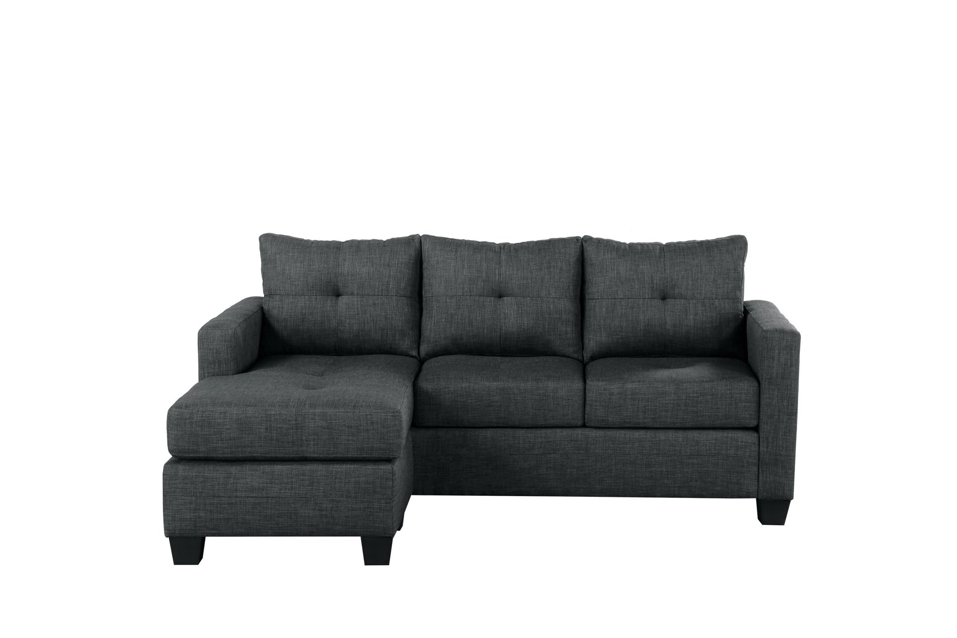 Unique Style Dark Gray Color 1Pc Reversible Sofa Chaise Lenin Like Fabric Upholstered Track Arms Tufted Sectional Sofa Dark Gray Primary Living Space Solid Wood