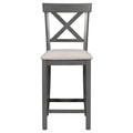6 Piece Counter Height Dining Table Set Table With Shelf 4 Chairs And Bench For Dining Room Gray Gray Solid Wood