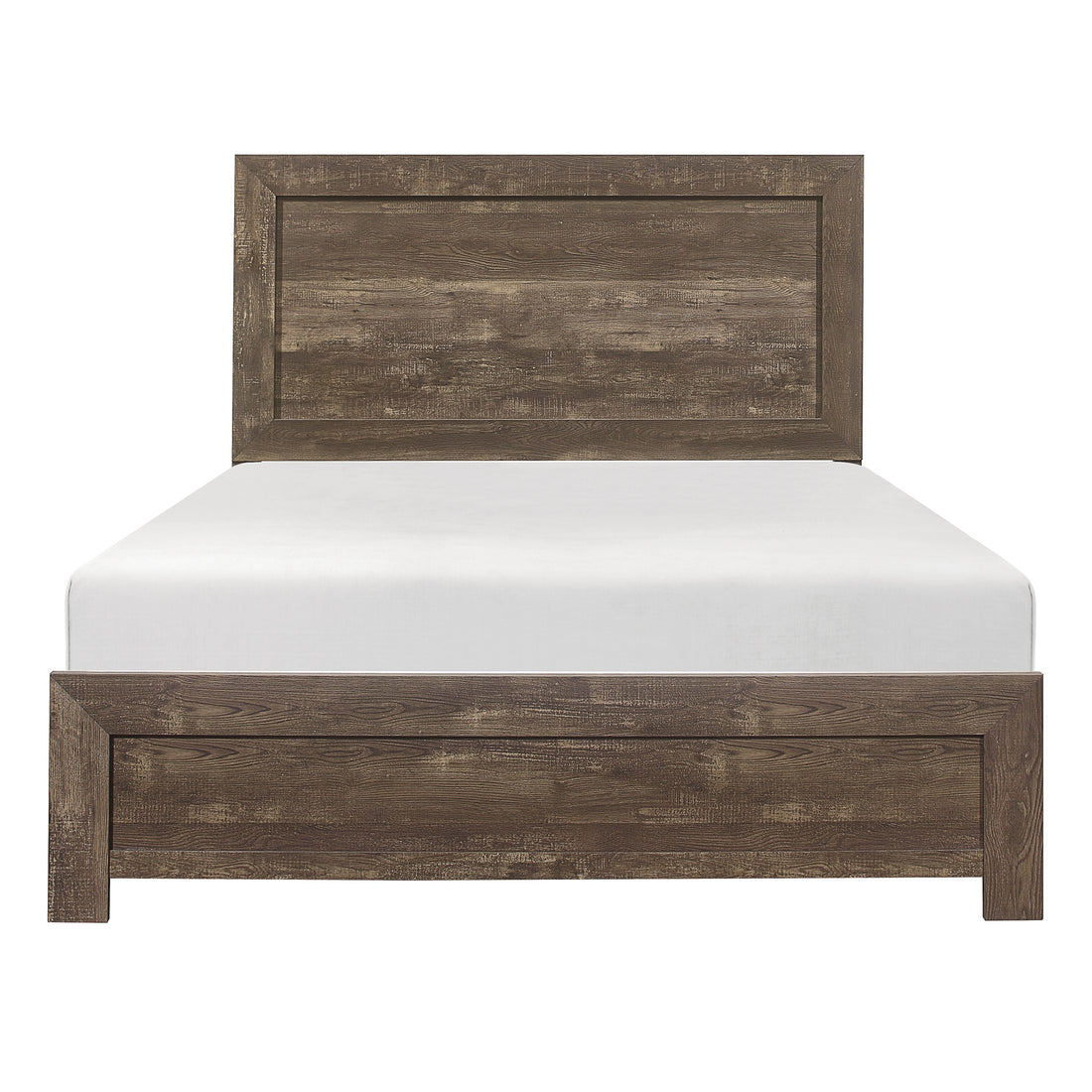 Simple Look Rustic Brown Finish 1Pc Queen Size Bed Panel Headboard Footboard Formal Bedroom Furniture Queen Rustic Brown Bedroom Wood