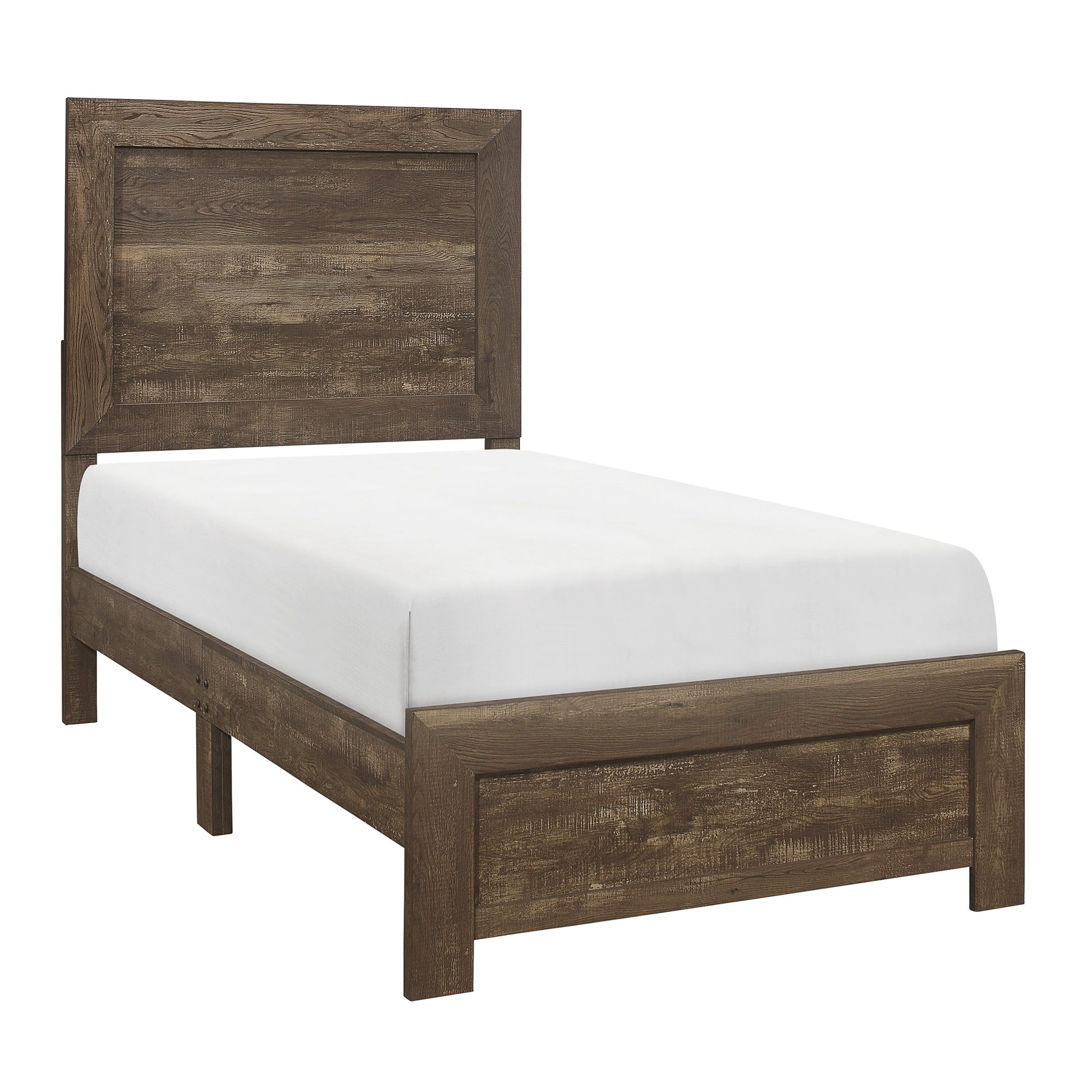 Simple Look Rustic Brown Finish 1Pc Twin Size Bed Panel Headboard Footboard Formal Bedroom Furniture Twin Rustic Brown Bedroom Wood