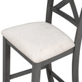 6 Piece Counter Height Dining Table Set Table With Shelf 4 Chairs And Bench For Dining Room Gray Gray Solid Wood