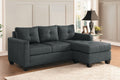 Unique Style Dark Gray Color 1Pc Reversible Sofa Chaise Lenin Like Fabric Upholstered Track Arms Tufted Sectional Sofa Dark Gray Primary Living Space Solid Wood