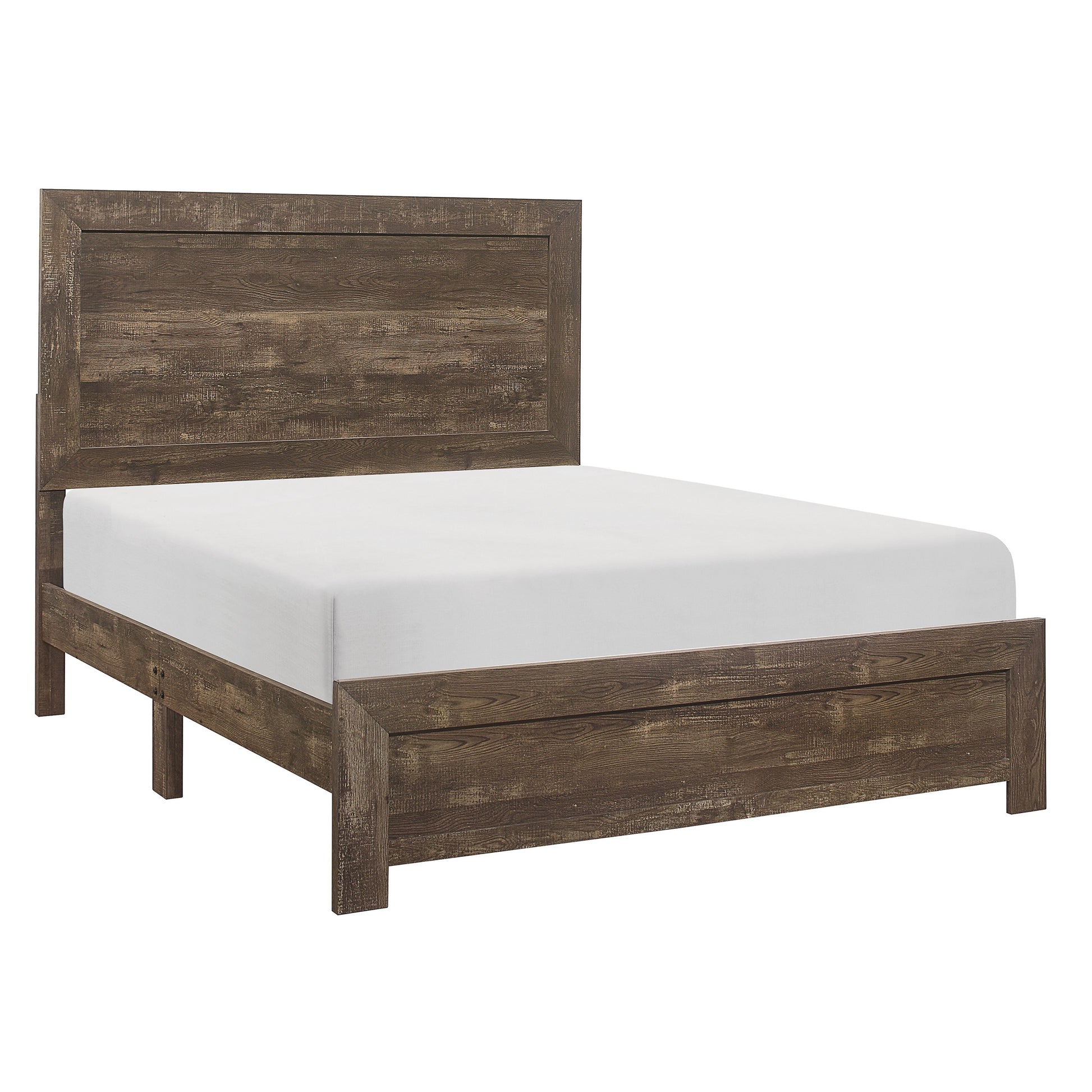 Rustic Brown Finish 1Pc Eastern King Size Bed Panel Headboard Footboard Wooden Bedroom Furniture King Rustic Brown Bedroom Wood