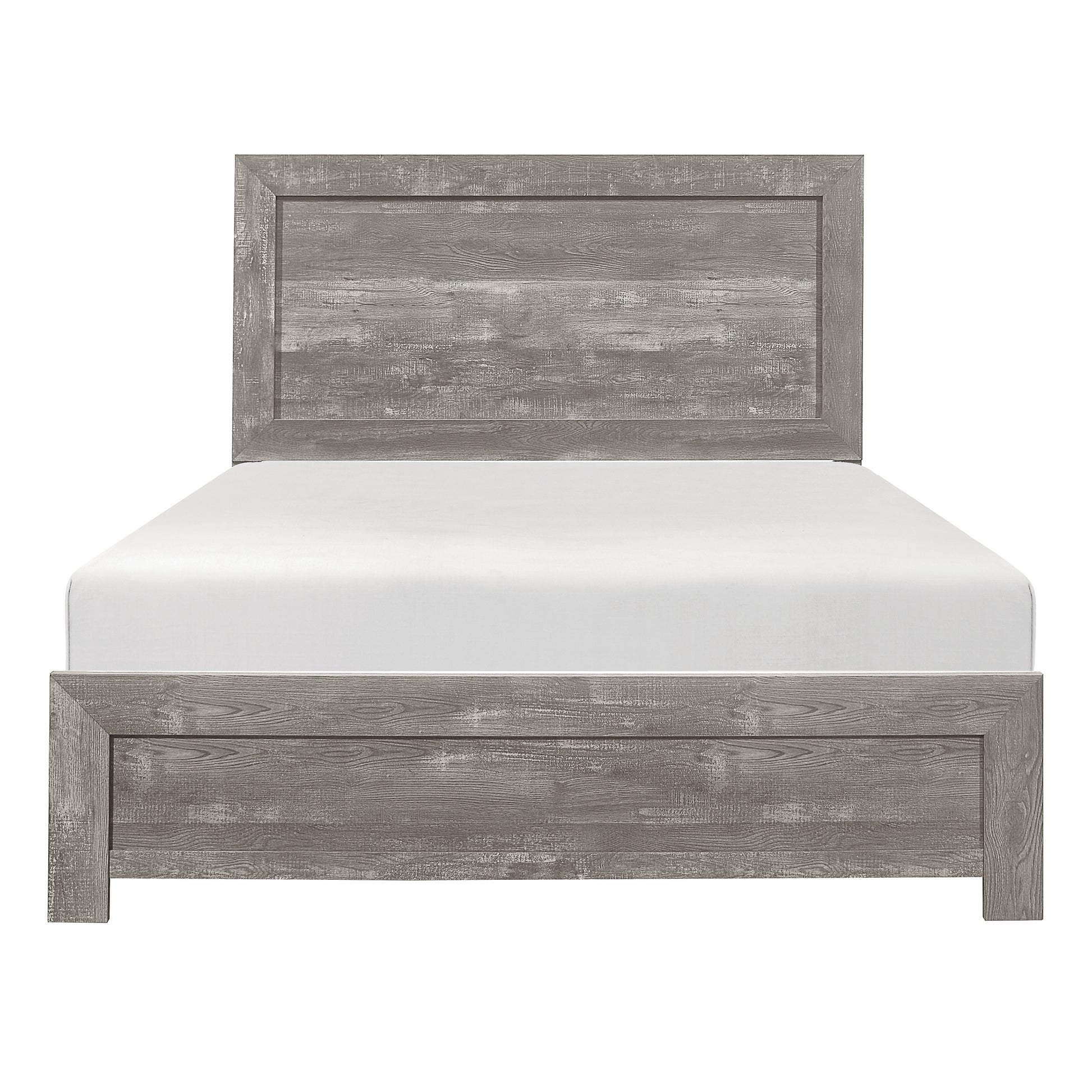 Rustic Gray Finish Full Size Panel Bed Wooden Bedroom Furniture 1Pc, Bed In A Box Box Spring Required Full Gray Bedroom Bed Frame Wood