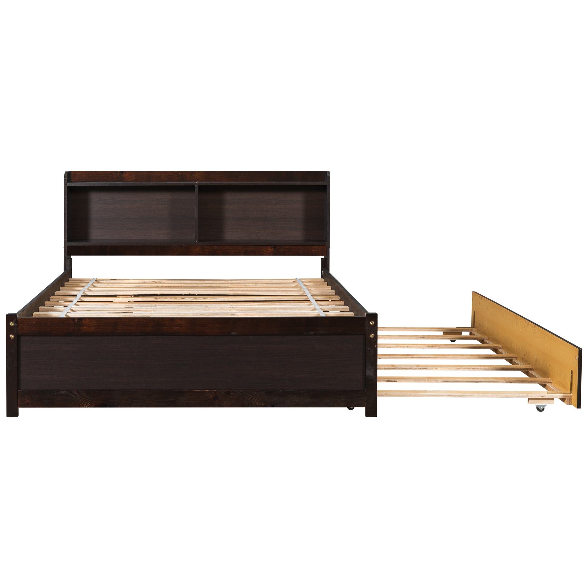 Full Bed With Trundle,Bookcase,Espresso Full Espresso Pine