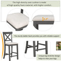 6 Piece Counter Height Dining Table Set Table With Shelf 4 Chairs And Bench For Dining Room Gray Gray Solid Wood
