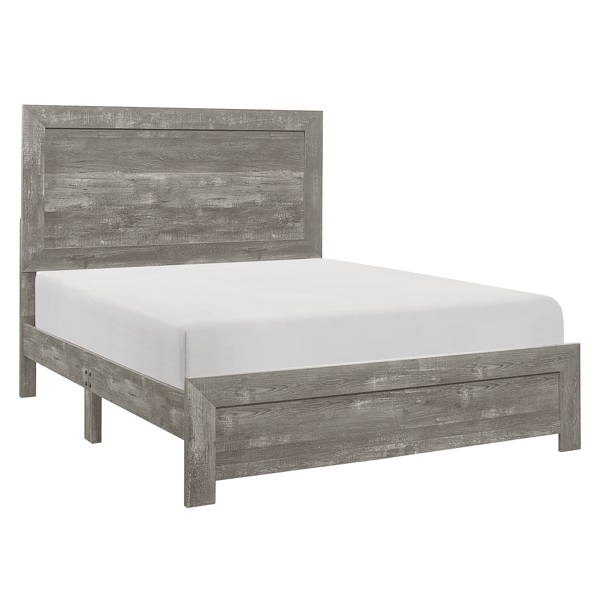 Rustic Gray Finish Full Size Panel Bed Wooden Bedroom Furniture 1Pc, Bed In A Box Box Spring Required Full Gray Bedroom Bed Frame Wood