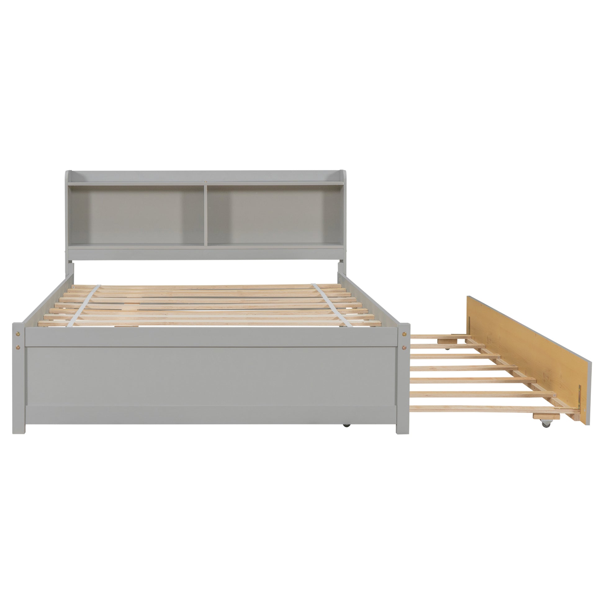 Full Bed With Trundle,Bookcase,Grey Grey Pine