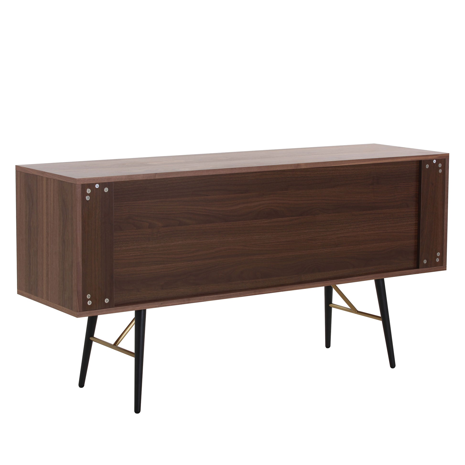 Modern Sideboardbuffet Cabinet, Storage Cabinet, Tv Stand With 2 Door And 2 Drawersanti Topple Design, And Large Countertop Walnut Wood Stainless Steel