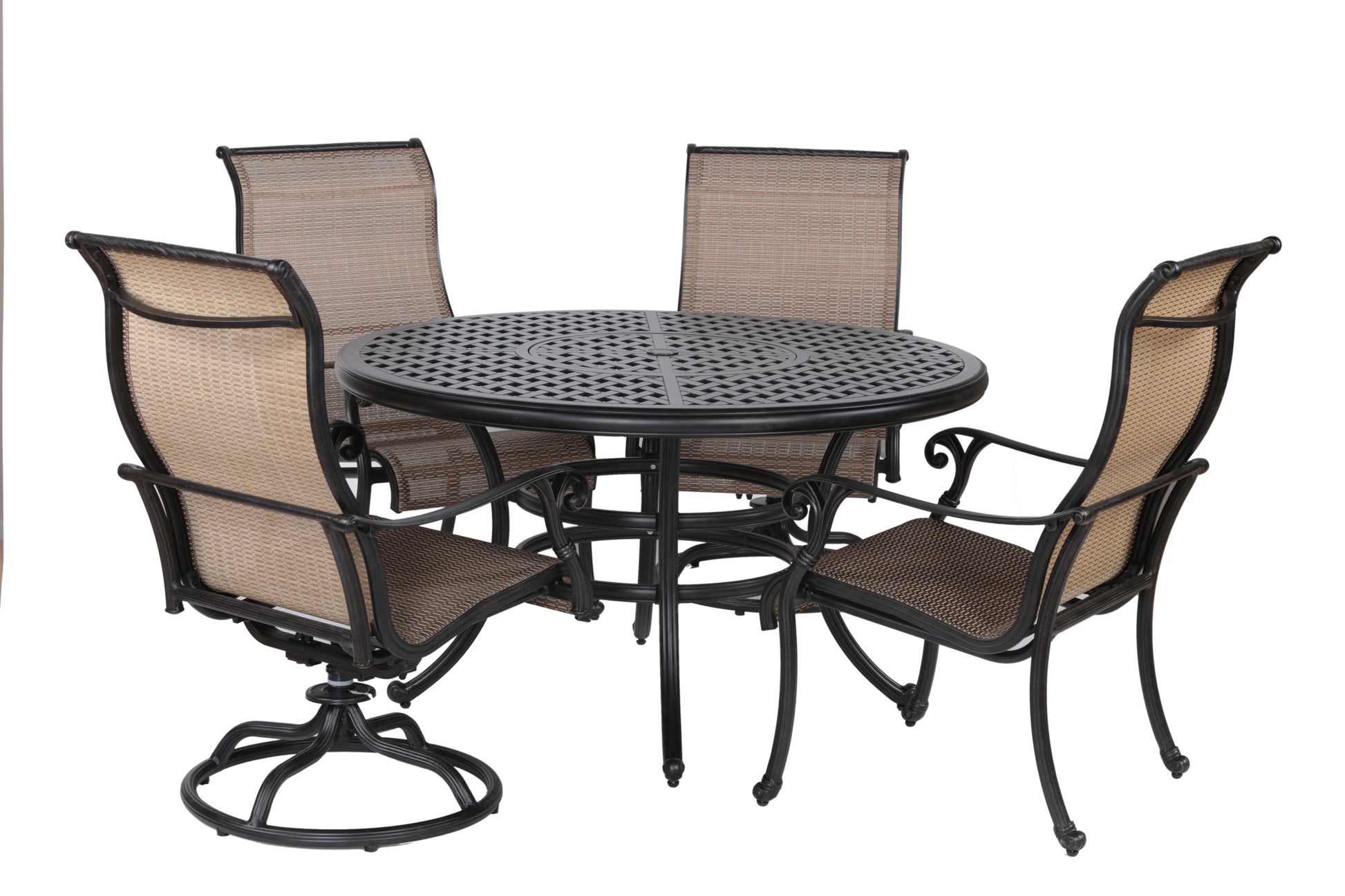 Round 4 Person Dining Set Antique Bronze Aluminum