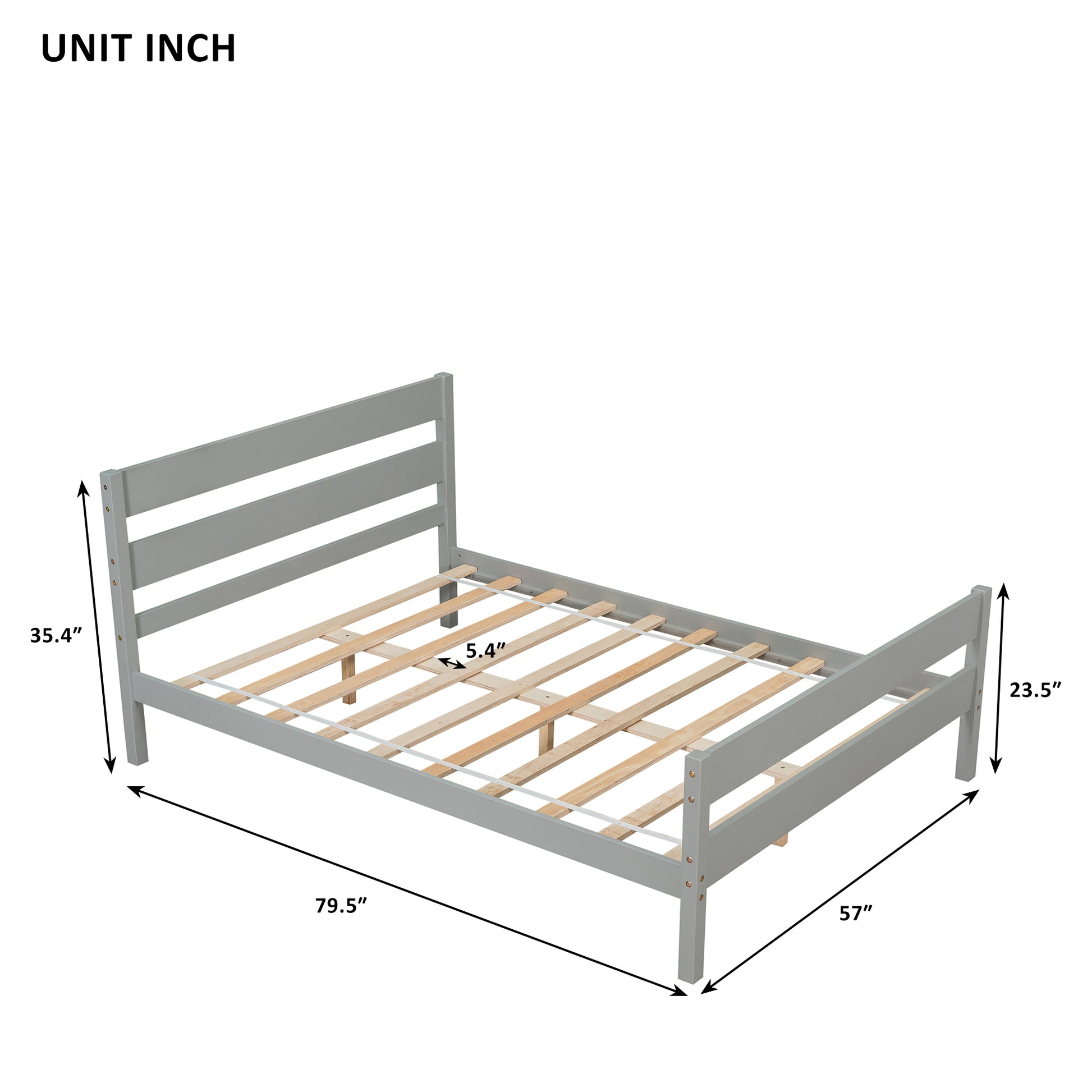 Full Bed With Headboard And Footboard,Grey Sku:W504P149038 Full Grey Pine