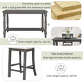 6 Piece Counter Height Dining Table Set Table With Shelf 4 Chairs And Bench For Dining Room Gray Gray Solid Wood