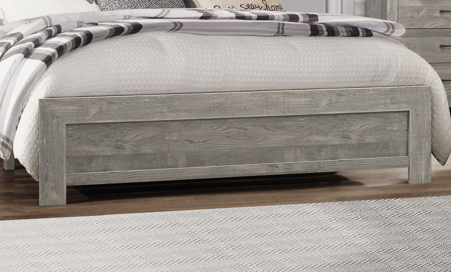 Rustic Gray Finish Full Size Panel Bed Wooden Bedroom Furniture 1Pc, Bed In A Box Box Spring Required Full Gray Bedroom Bed Frame Wood