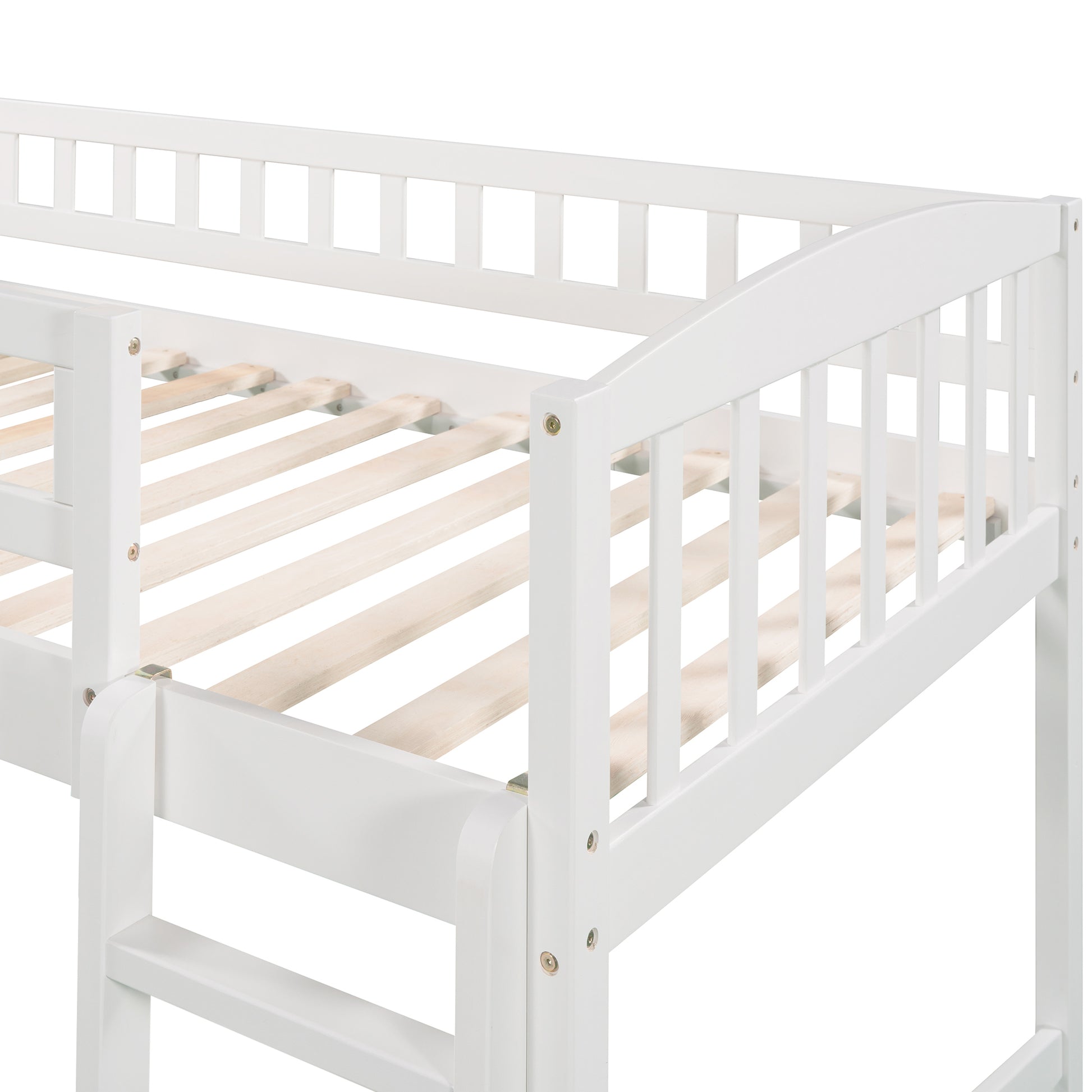 Twin Size Loft Bed With Slide And Ladder, White Old Sku: Lp000504Aak White Solid Wood