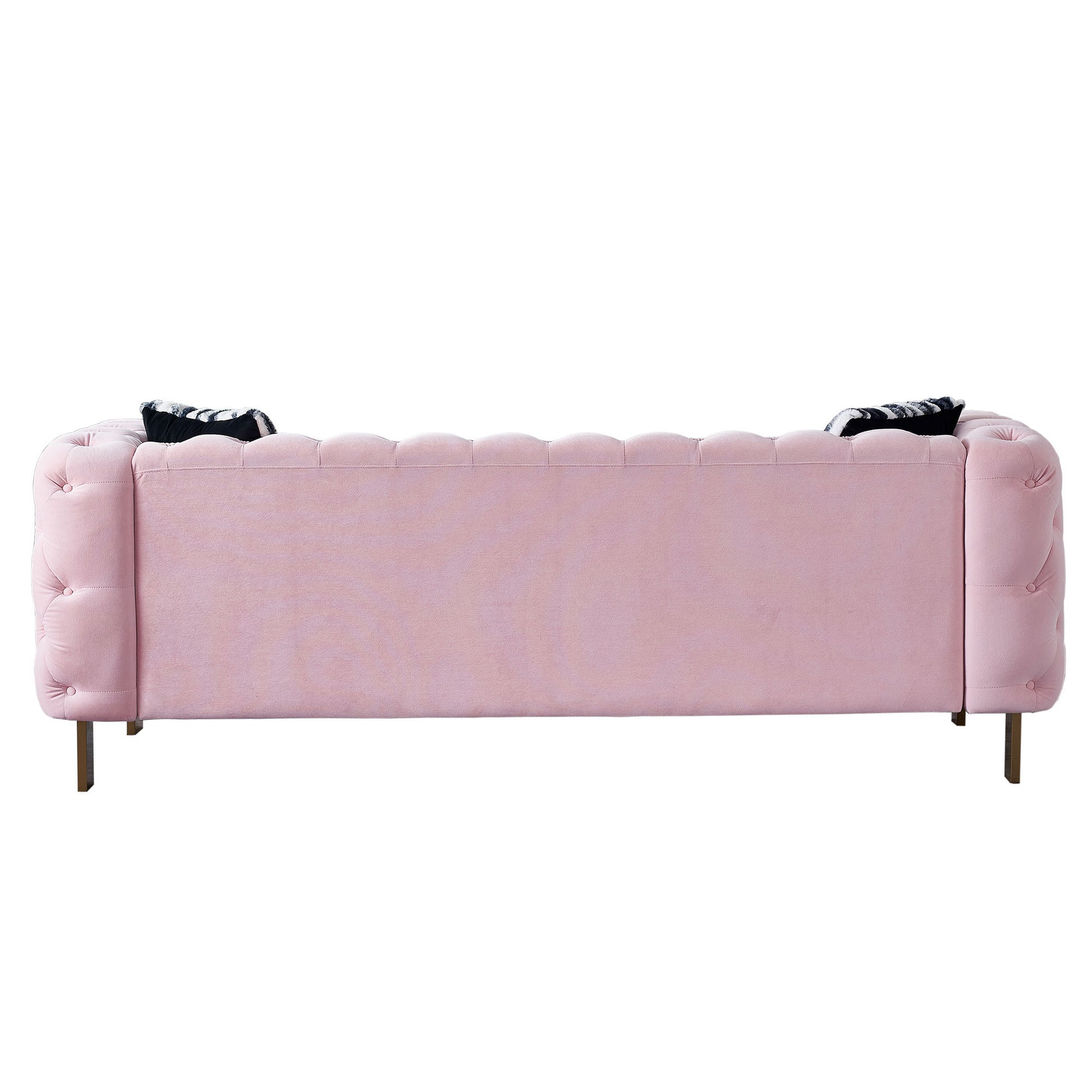 Chesterfield Modern Tufted Velvet Living Room Sofa, 84.25''W Couch,Pink Pink Foam Velvet