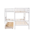 Twin L Shaped Bunk Bed With Drawers Gray Old Sku :Lp000038Aak White Solid Wood