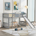 Twin Size Loft Bed With Slide And Ladder, Gray Old Sku:Lp000504Aae Gray Solid Wood