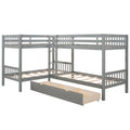 Twin L Shaped Bunk Bed With Drawers Gray Old Sku :Lp000038Aae Gray Solid Wood