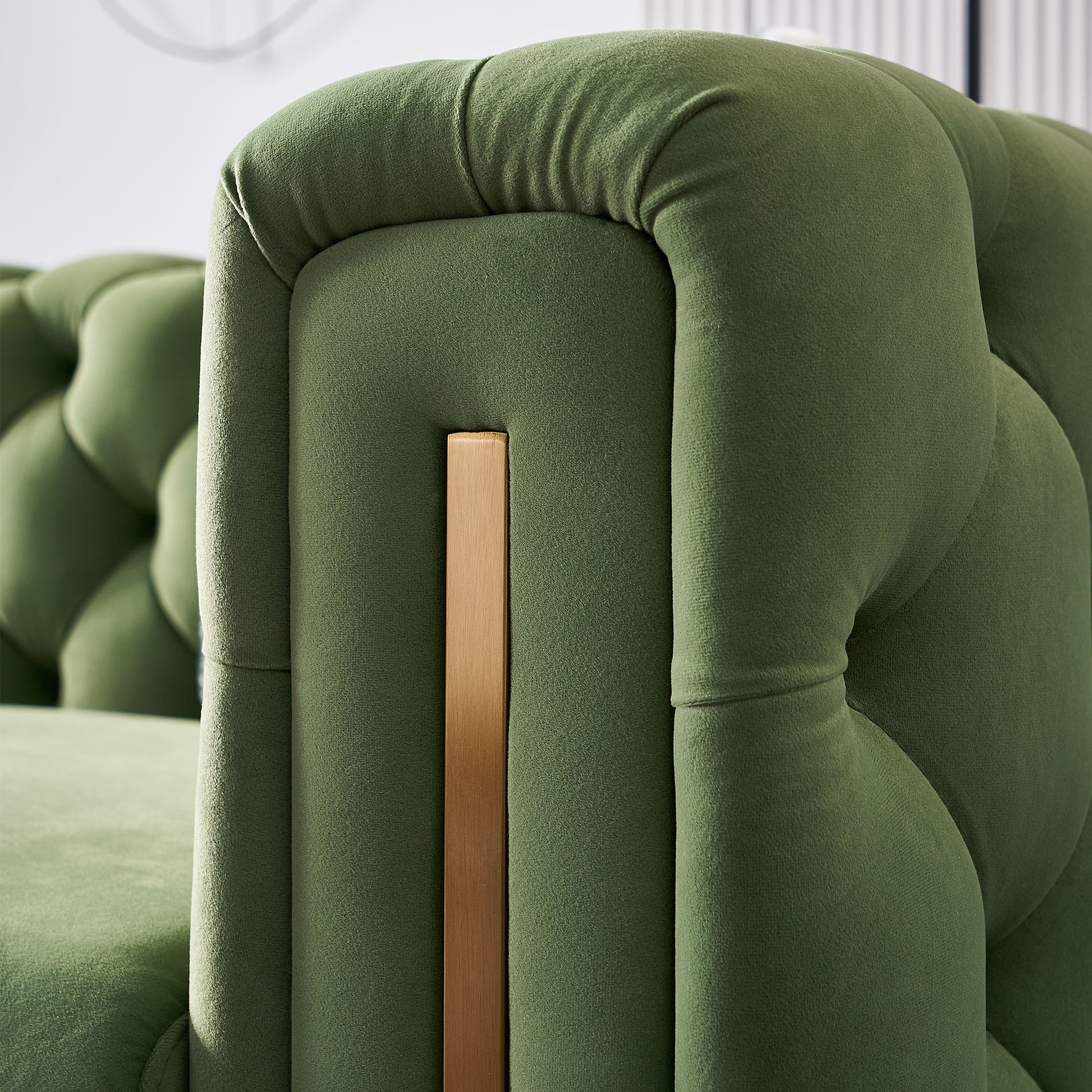Chesterfield Modern Tufted Velvet Living Room Sofa, 84.25''W Couch,Mint Green Mint Green Velvet Wood Primary Living Space Tufted Back Modern Square Arms Foam Velvet 2 Seat