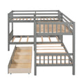 Twin L Shaped Bunk Bed With Drawers Gray Old Sku :Lp000038Aae Gray Solid Wood