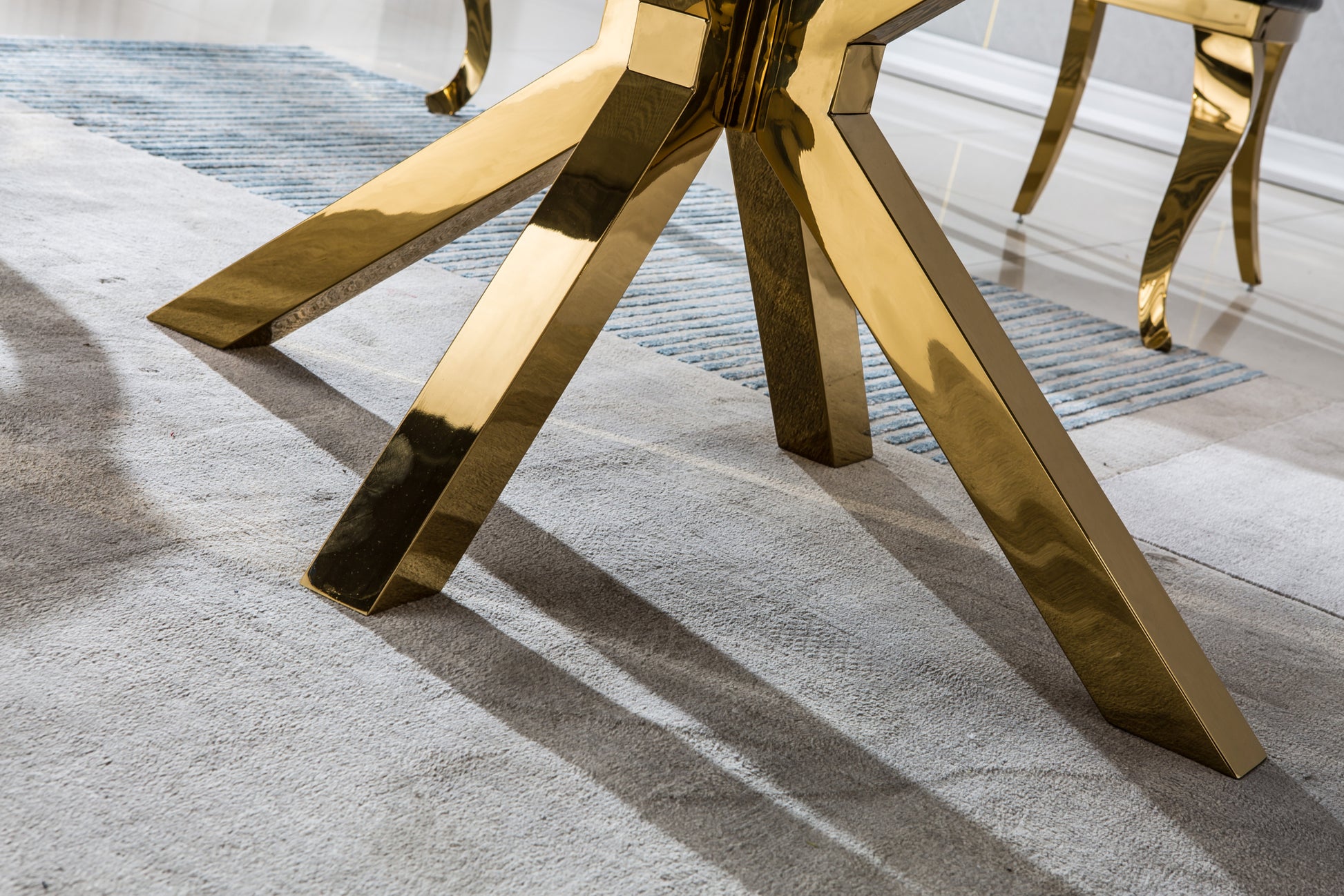 Modern Rectangular Marble Table For Dining Room Kitchen, 1.02" Thick Marble Top, Gold Finish Stainless Steel Base, Size:63"Lx35"Dx30"H Not Including Chairs Black Marble