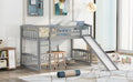 Twin Size Loft Bed With Slide And Ladder, Gray Old Sku:Lp000504Aae Gray Solid Wood