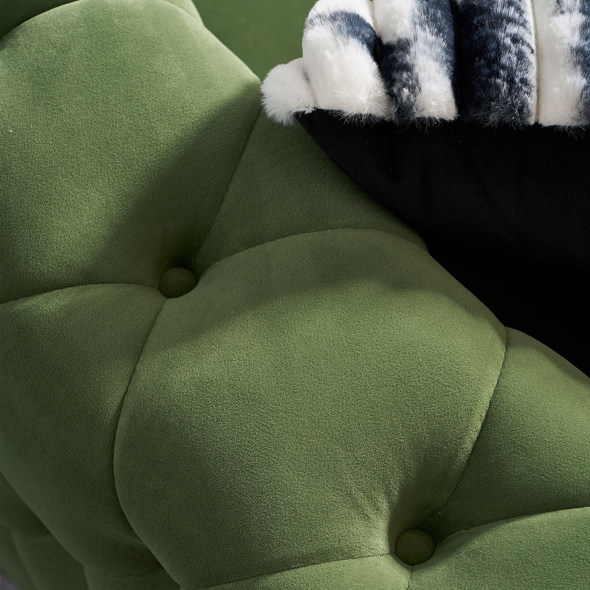 Chesterfield Modern Tufted Velvet Living Room Sofa, 84.25''W Couch,Mint Green Mint Green Velvet Wood Primary Living Space Tufted Back Modern Square Arms Foam Velvet 2 Seat